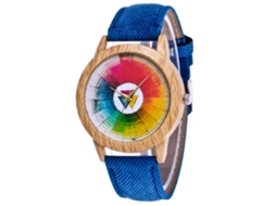 Reloj De Pareja Zhoulianfa De Cuarzo Con Dial Colorido Y Correa De Lona Azul