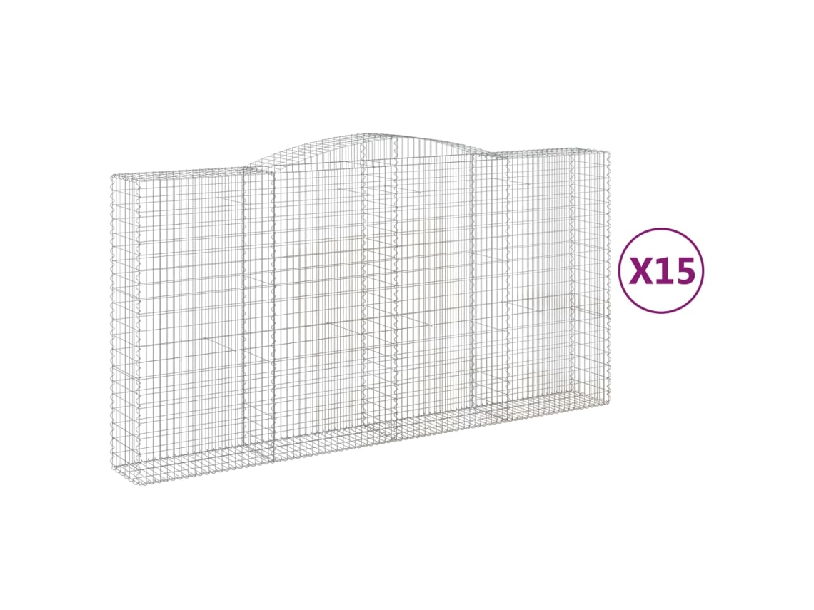Gabion Basket, Gabion Baskets Vidaxl Prateado Ferro (400 X 50 X 200/220 Cm)