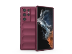 Capa Halinuia Para Samsung Galaxy S22 Ultra 5g Magic Shield Tpu Flanela Vermelho Vinho