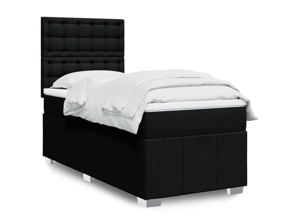 Vidaxl Cama com Molas/colchão 80x200 Cm Tecido Preto