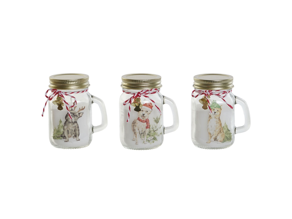 Vela de Natal Dkd Home Decor em ouro branco, 8 x 5 x 9 cm (pacote com 3)