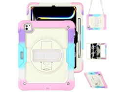 Capa Para Ipad Pro 13 2025/2024 13 Polegadas À Prova De Choque,com Suporte E Alça De Ombrorosa Arco-íris