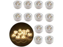 12 Velas Led Sumergíveis Sem Chama, Iluminação Decorativa Submarina Operada Por Baterias (branco Quente)