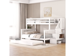 Cama 2 Camadas 90x200 E 140x200 Cm Prateleira Pinho Branca Sem Colchão