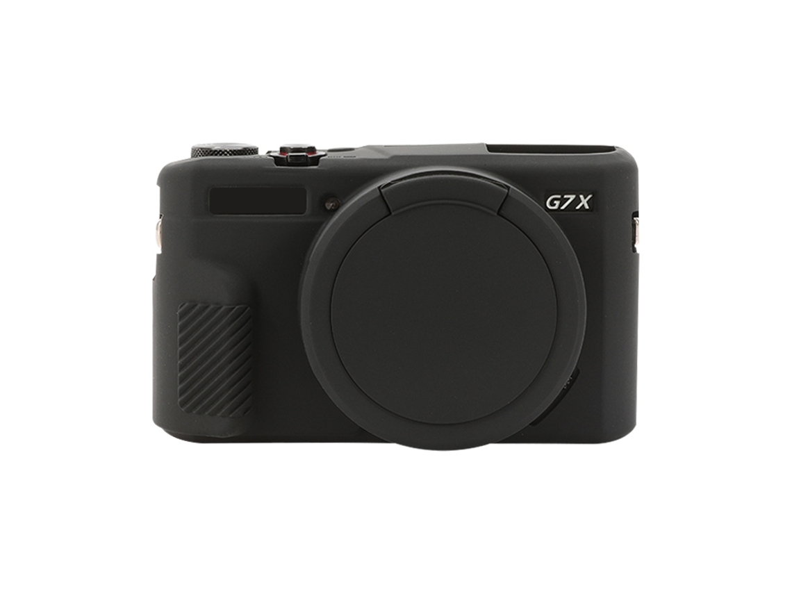 Capa Protetora de Silicone Macio para Canon Powershot G7x Mark Ii / G7x Ii / G7x2 com Tampa de Lente Preta XIAOMOYU