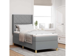 Vidaxl Cama Box Com Fitas Led Cinzento-claro 100 X 200 Cm Tecido