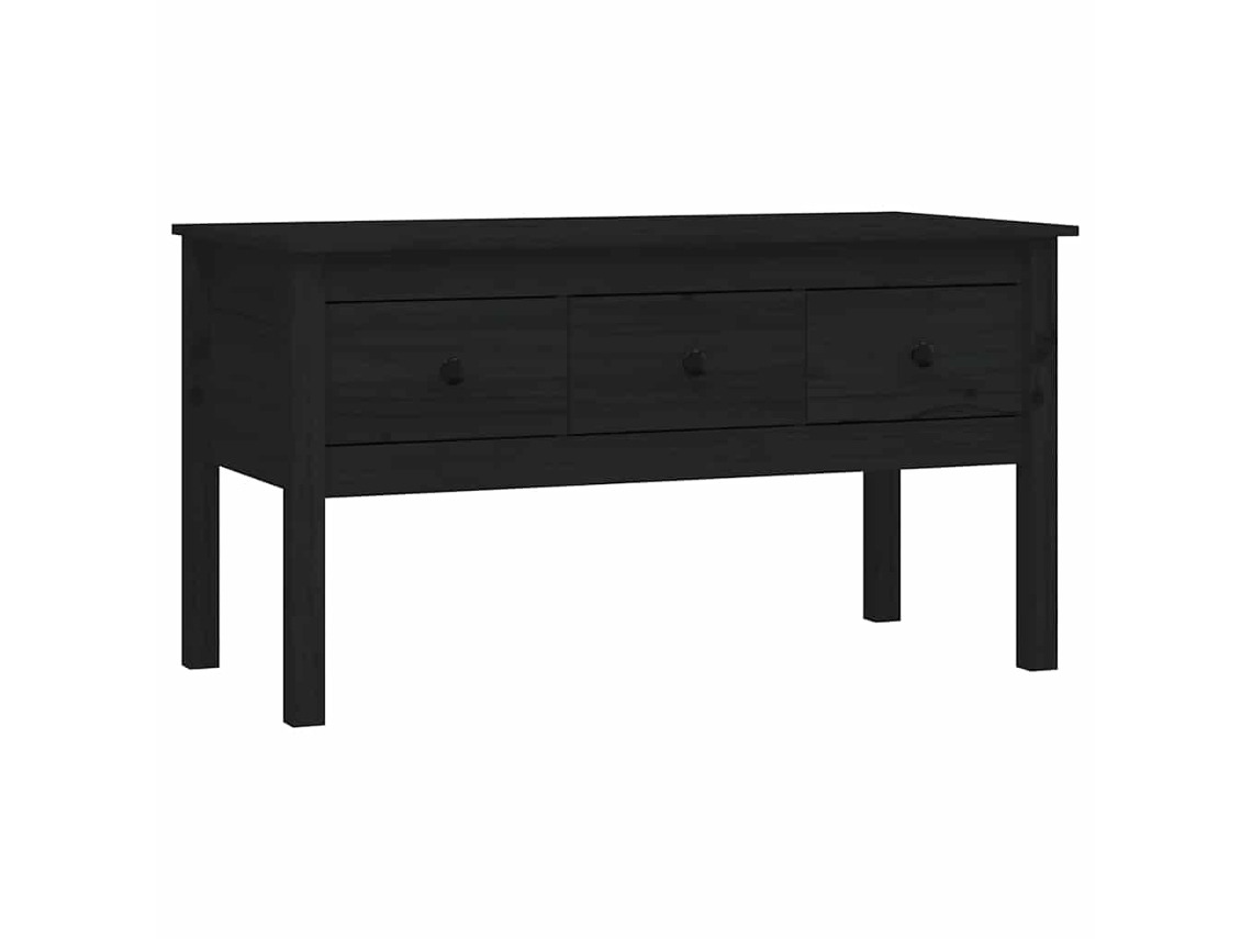 Conjunto 1 Mesa De Centro Vidaxl Preto Madeira De Pinho Maciça (102 X 49 X 55 Cm)