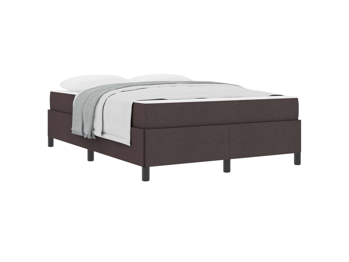 Cama De Casal | Camas Para Quarto | Cama Box Marrom Escuro 140 X 200 Cm Tecido