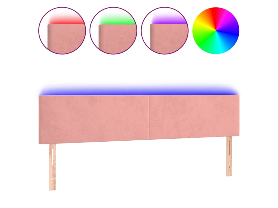 Led Headboard, Led Headboards Vidaxl Cor-de-rosa Veludo (180 X 5 X 78/88 Cm)