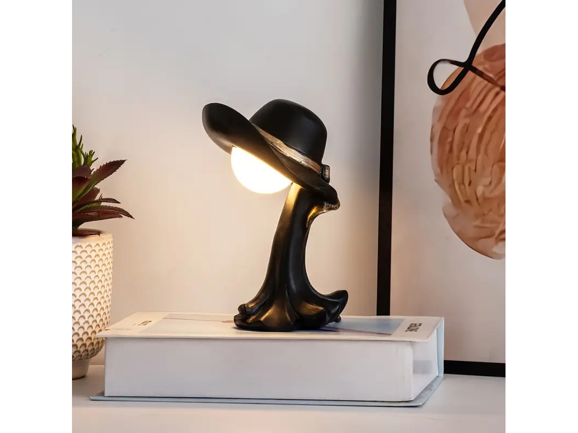 Candeeiro De Mesa Led Hat, Brilho Ajustável (preta) Elysve