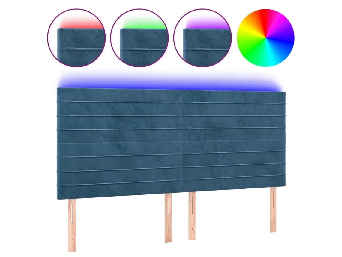 Led Headboard, Led Headboards Vidaxl Azul Veludo (160 X 5 X 118/128 Cm)