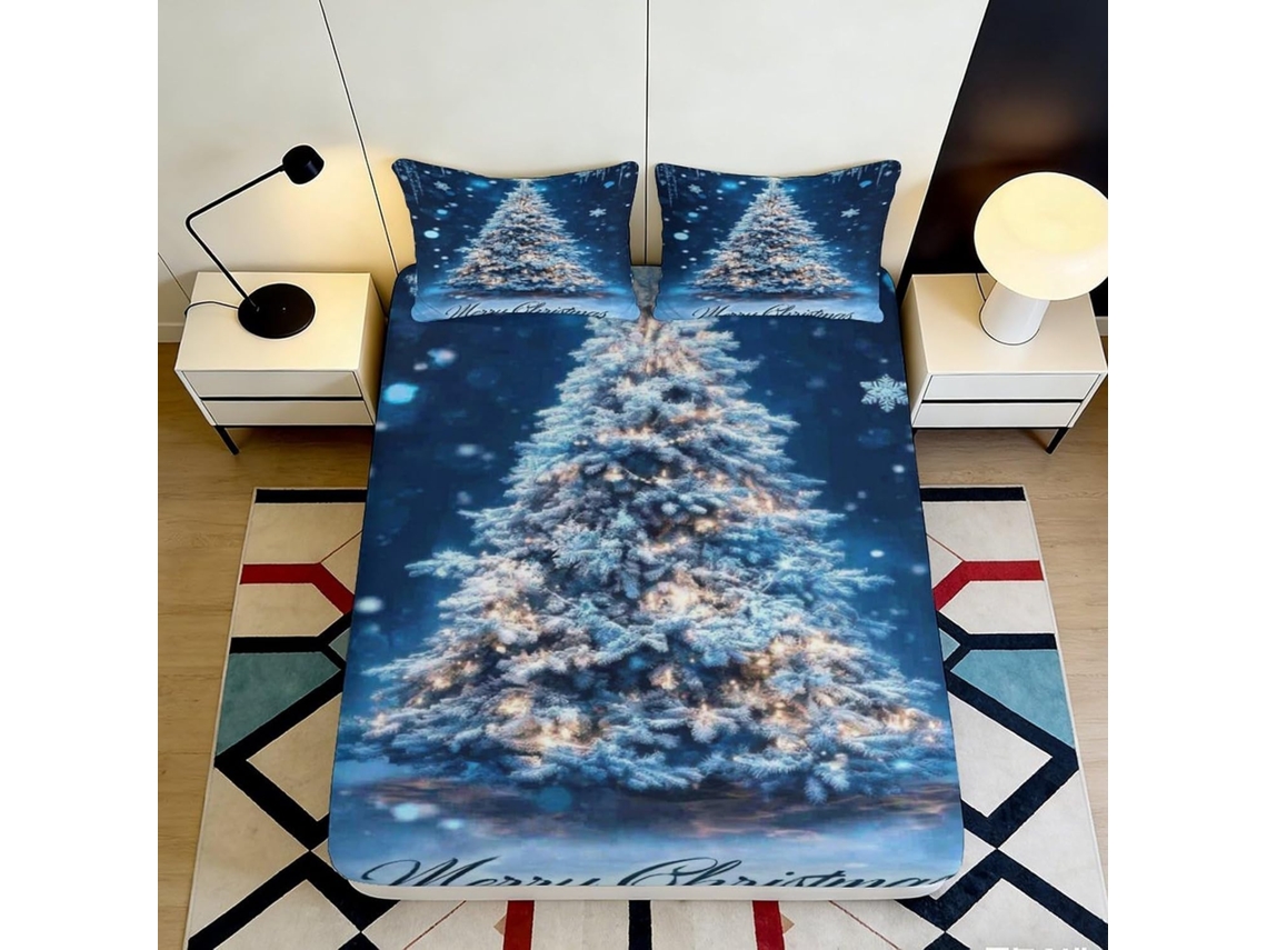 Conjunto de Cama com Estampa 3d Árvore N em Microfibra Fronha 200x25cm
