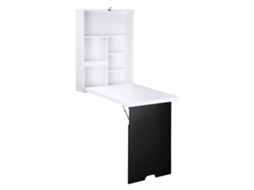 Mesa De Parede Com Tampo Dobrável, 5 Compartimentos, 60x94,5x147cm, Preto/branco