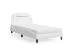 Vidaxl Cama Viana Com Colchão 100x200 Cm Couro Artificial Branco