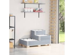 Vidaxl Canteiro Elevado De 3 Níveis 120x80 Cm Pinho Maciço Cinzento
