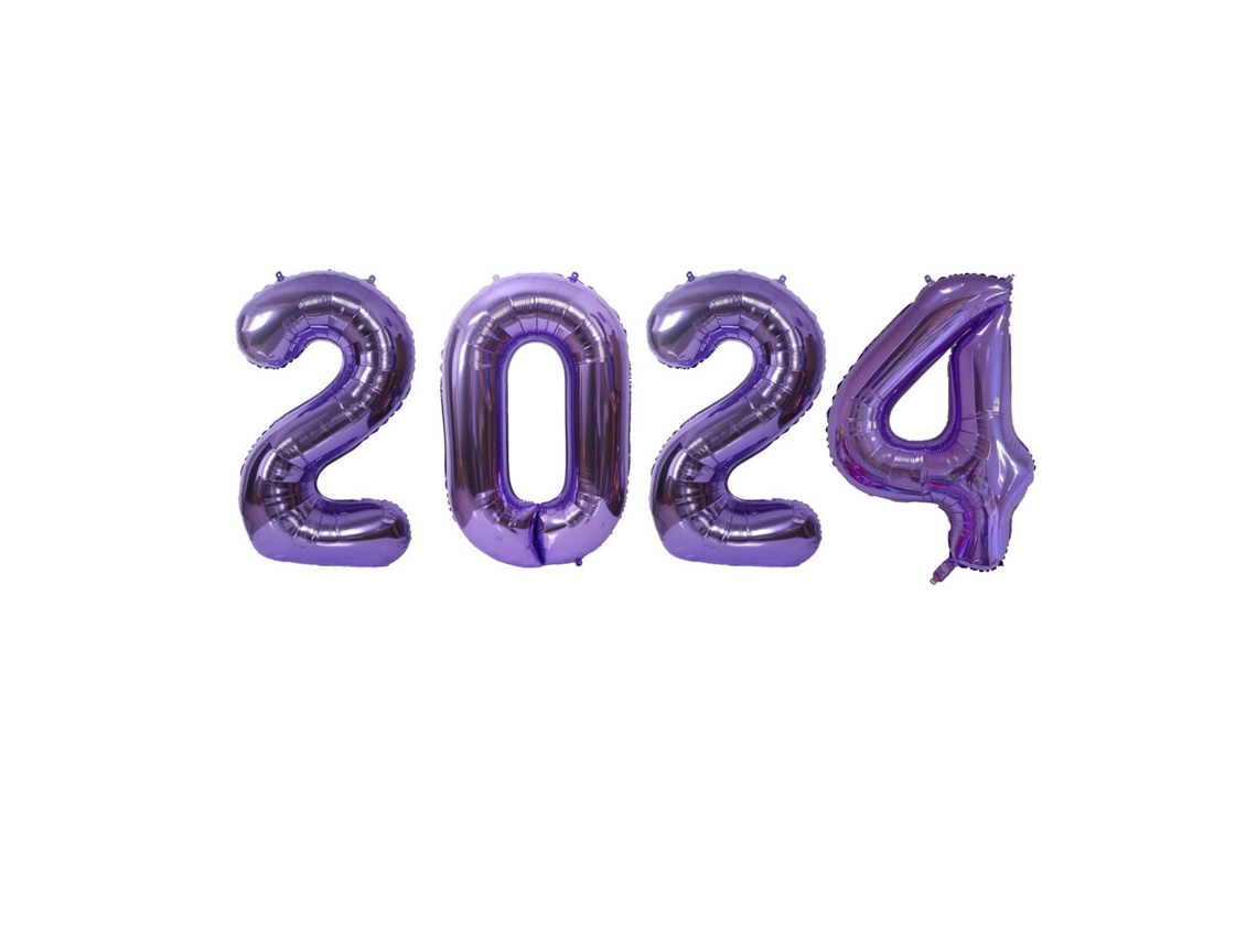 Folhas Balões com Número 2024 para Ano Novo e Festivais LAXISCREED