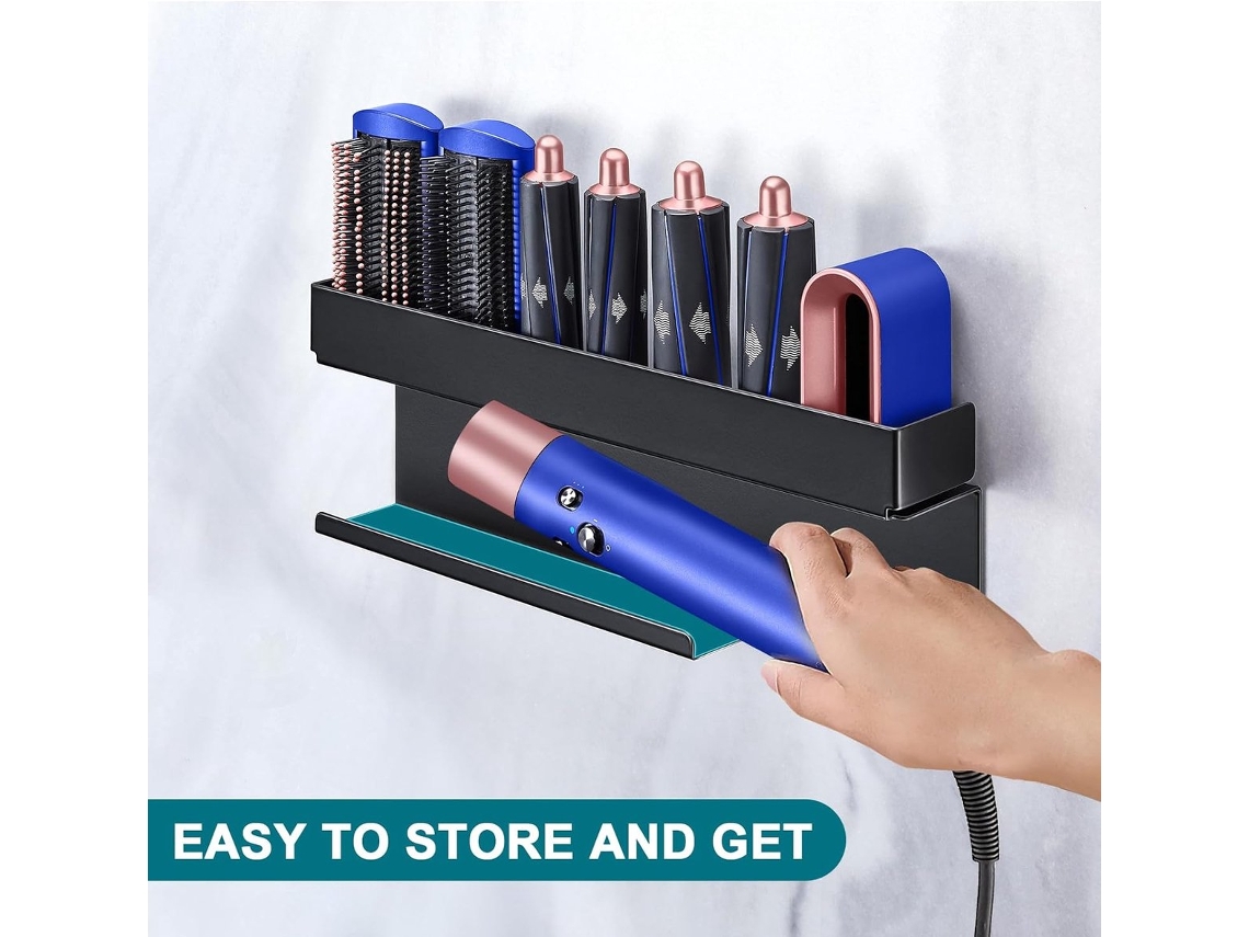 Suporte De Parede Para Secador Cabelo Sem Furos, Compatível Com Modelador 7 Em 1, Chapinha, Acessórios, Alisador E Organizador Fios.