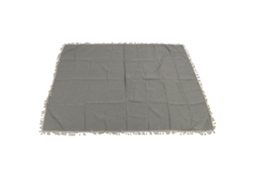 Toalha de Mesa Retangular de Poliéster com Bordado de Renda e Tassel Cinza Claro 140x180cm
