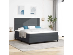 Vidaxl Cama Box Spring Led Cinza Escuro E Branco 180 X 200 Cm