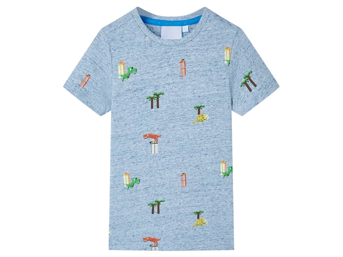 T-shirt Para Criança Azul Mesclado 128
