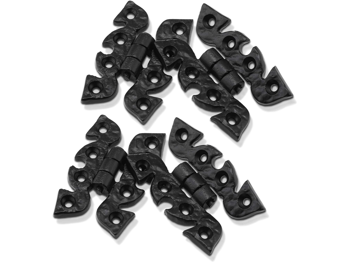 2 Pares De Dobradiças Pretas Com Design Rústico Ornamentado, Para