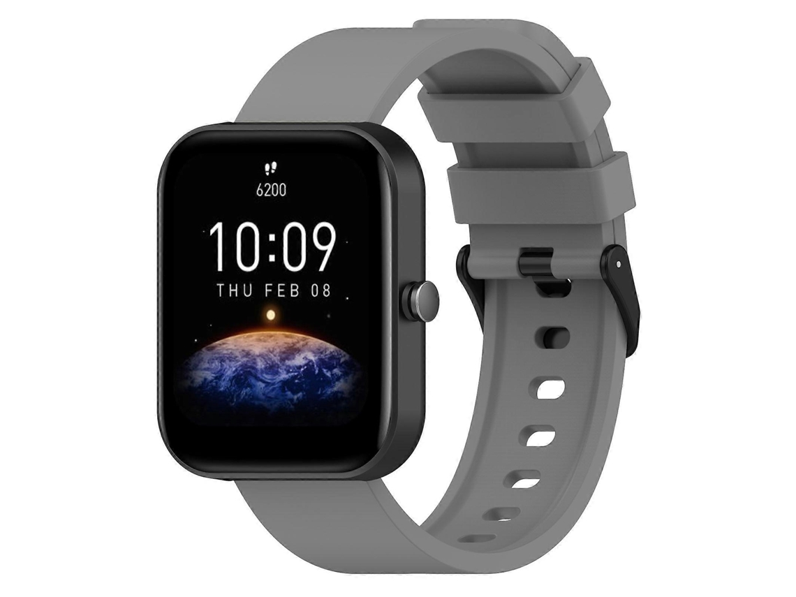 Pulseira De Silicone Step De 20 Mm Para Amazfit Bip 3 Com Fivela Preta Em Aço Inoxidável.