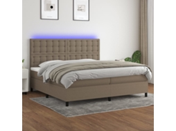 Vidaxl Cama Box Spring Colchão/led 200x200cm Tecido Cinza-acastanhado