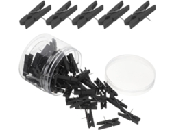Upkoch 50-tachinhas De Madeira Pretas Com Prendedores Roupa Para Roupas E Artesanato, Fixação Sem Ferramentas, Adequadas