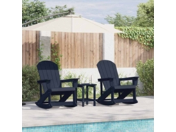 Vidaxl Conjunto De Lounge De Jardim 3 Unid. Azul Marinho Hdpe