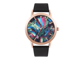 Relógio Casual de Quartzo Unisex Pulseira Pu Estilo Fashion Presente Preto