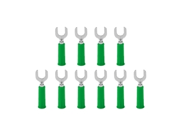 Yuru 10pcs Conectores de Fio Garfo Spada Banana Plug Latão Pvc 4mm Buraco 8mm U Type Elétrico Verde