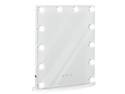 Espelho de Maquiagem de Hollywood Mdf, Vidro Cor Branco 41,5cmx13,5cmx51cm Homcom