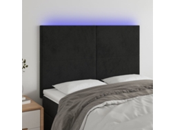 Vidaxl Cabeceira Cama C/ Led Veludo 144x5x118/128 Cm Preto
