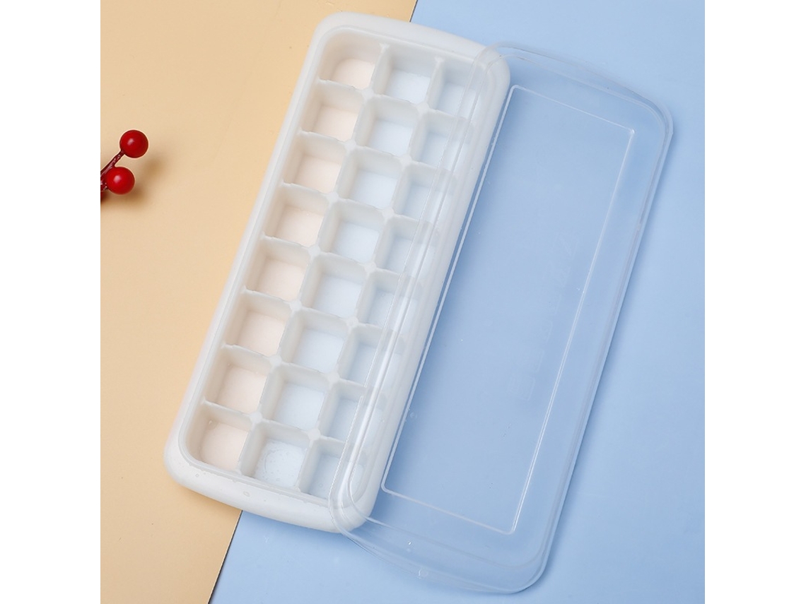 Forma De Gelo Em Silicone Macio Com Tampa, Flexível E Empilhável, Para Cubos De Gelo De 2,5 Cm (24 Cubos). Branco Hexinyigjly