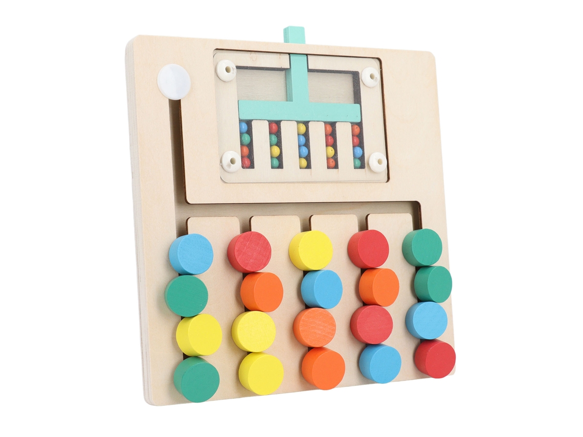 Primerox puzzle de Deslizamento de Cores Madeira Educativo para Crianças com 5 Cores Vividas