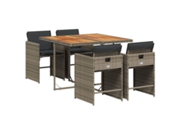 Conjunto de 5 Jantar para Jardim com Almofadões Vime Pe Cinza MAISON EXCLUSIVE