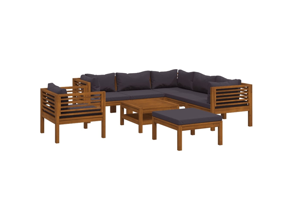 Maison Exclusive - 8 Pcs Conjunto Lounge De Jardim Com Almofadões Acácia Maciça