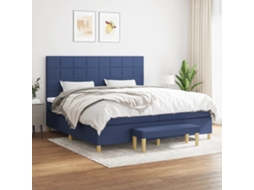 Vidaxl Cama Com Molas/colchão 200x200 Cm Tecido Azul