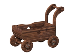 Canteiro Vagão Madeira 68x38x52cm 4 Rodas Alça Jardim VELTRIX