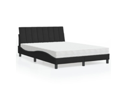 Vidaxl Cama Com Colchão Hanko 140x200 Cm Veludo Preto
