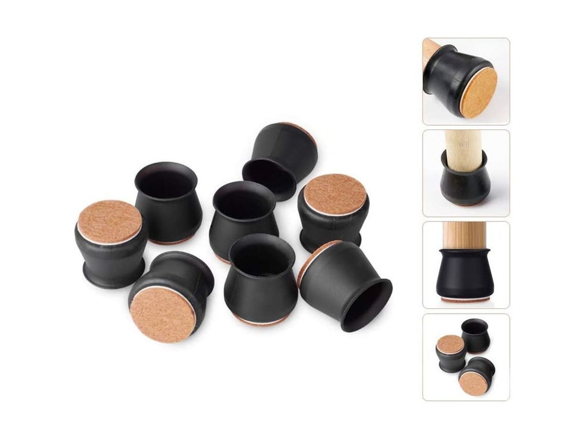 Protetores de Pés Nova Line, Silicone, Anti risco e Ruído, 28 peças, Preto