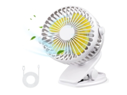 Ventilador Mini 3 Velocidades 360° Giratório Branco Yizhood