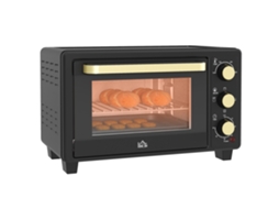 Mini Forno , Forno Torradeira, Temporizador, Grelha de Aço, Assadeira, Janela de Vidro, Metal, Preto Cs