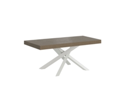 Mesa Extensível Volantis Premium Cinza Pomba 120/224x90 Cm Com Pés Brancos Itamoby