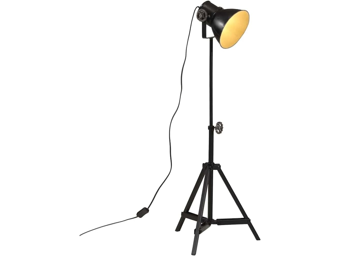 Luminária De Chão Em Ferro Preto Com Soquete E27 25w, 35x 65 95cm, Ajustável, Design Industrial Moderno Para Sala De