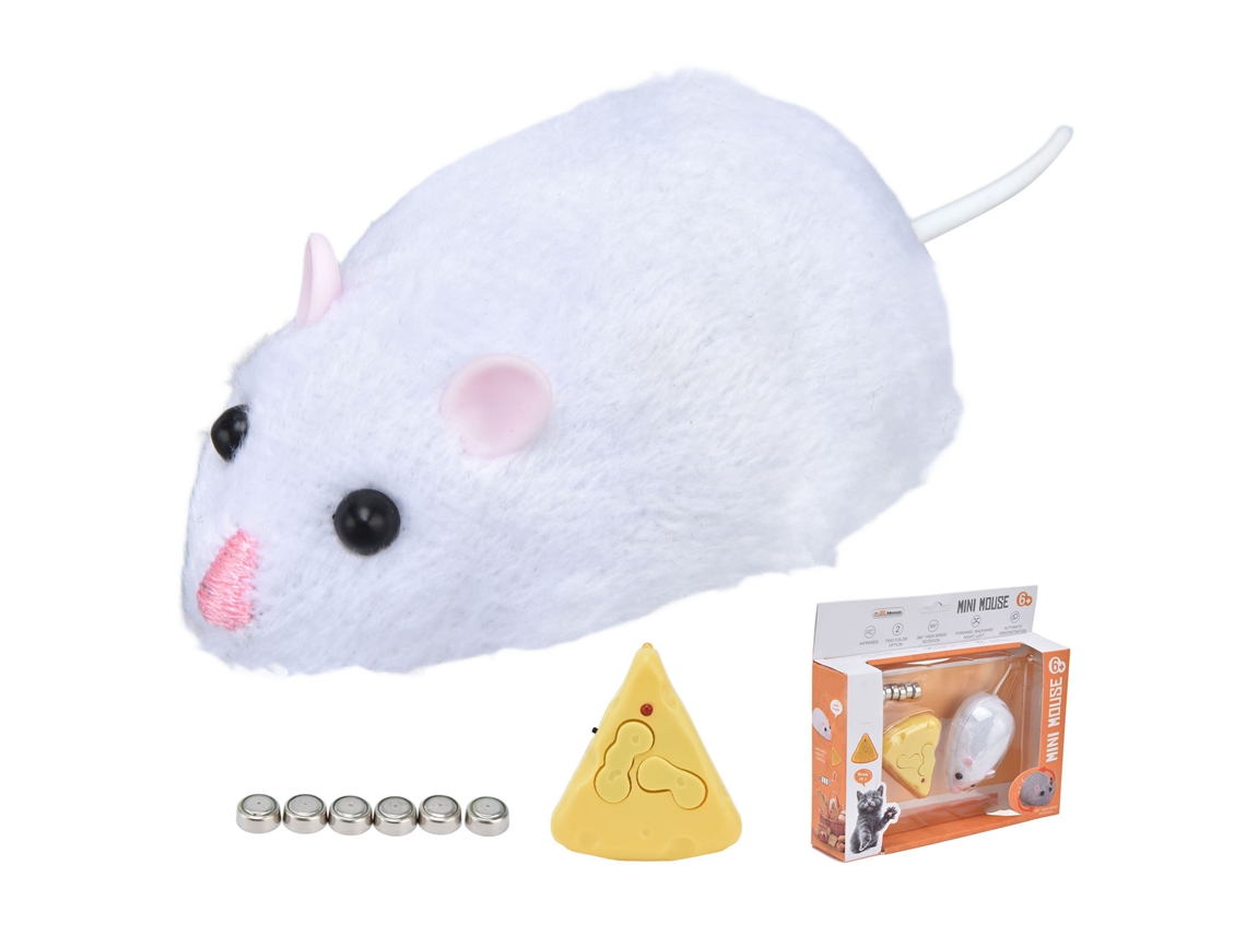 Walshlxq juguete Rato Controle Remoto Divertido Infrarrojo Abs Ecológico Juguete Engano para Mascotas Gato Branco