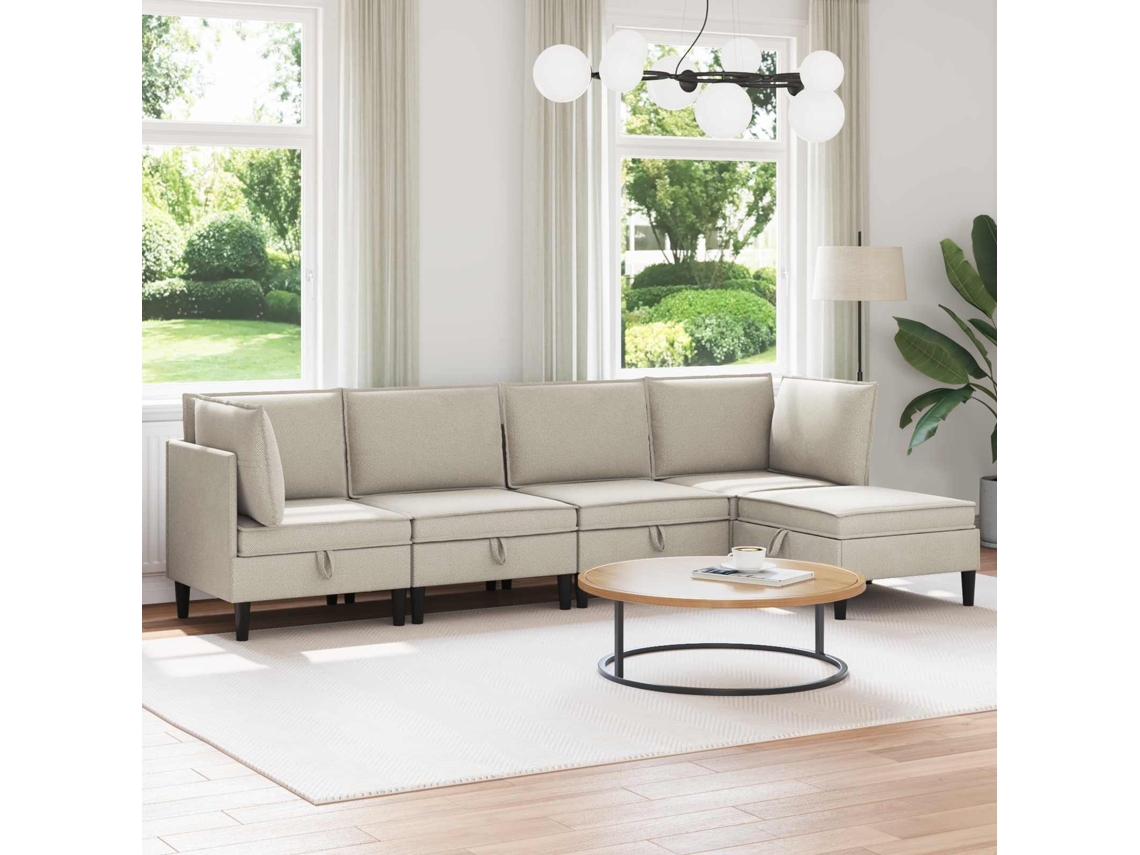 Vidaxl Conjunto De Móveis Para Sala De Estar 5 Pcs Avelã Tecido