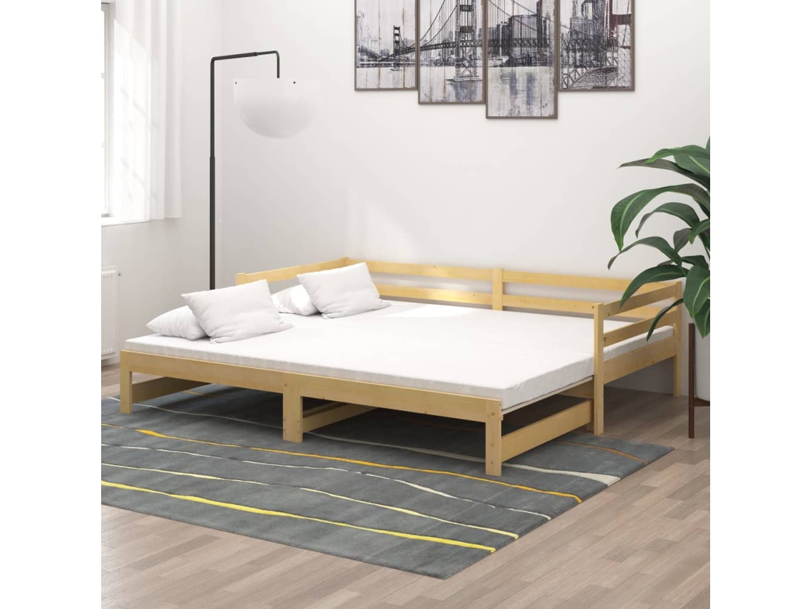 Vidaxl Estrutura Sofá-cama De Puxar 2x(90x200) Cm Pinho Maciço