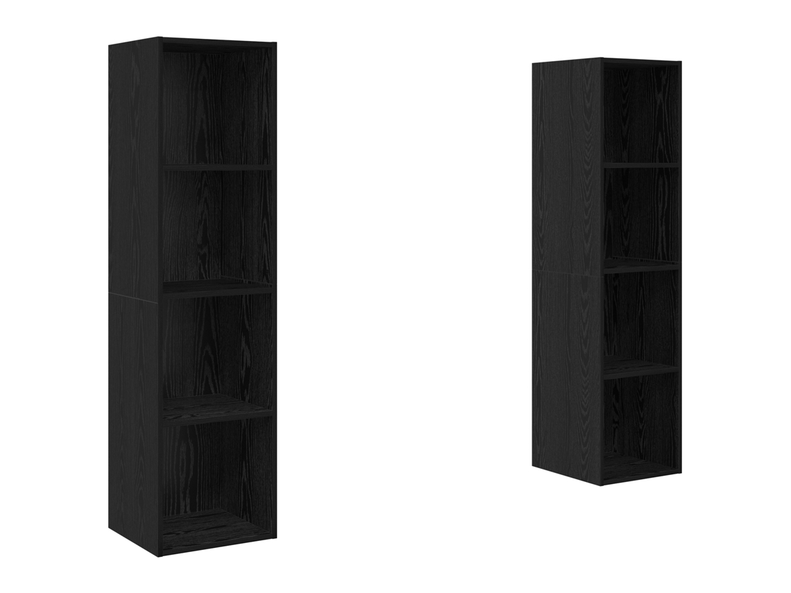 Conjunto 2 Gabinete Para Tv Vidaxl Preto Derivados De Madeira (37 X 37 X 142,5 Cm)