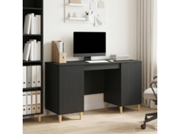 Vidaxl Mesa Com Porta Preto 142,5 X 50 X 75 Cm Derivados De Madeira